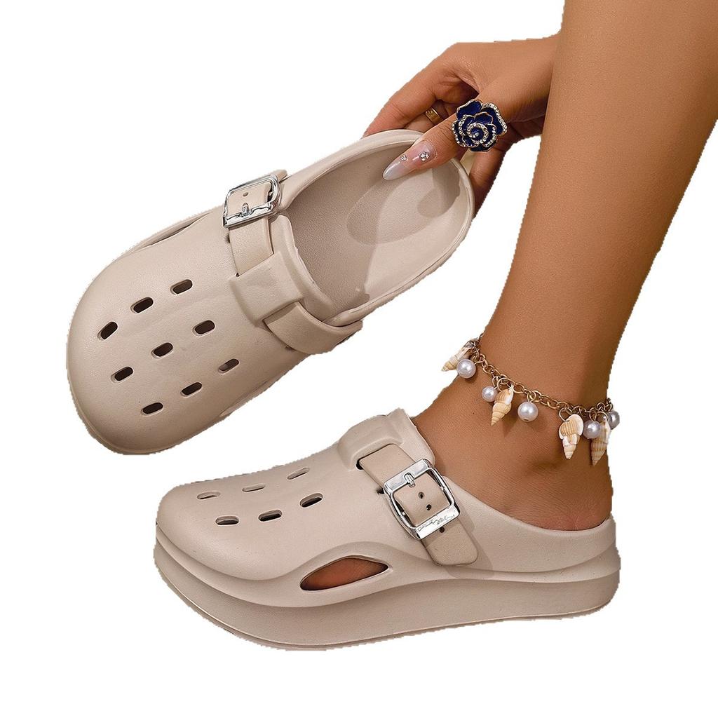 Супермягкие и легкие пляжные шлепанцы женские летние на толстой подошве с полым верхом и сумкой-каблуком, для отдыха на море, уличные шлепанцы для ходьбы по воде женские