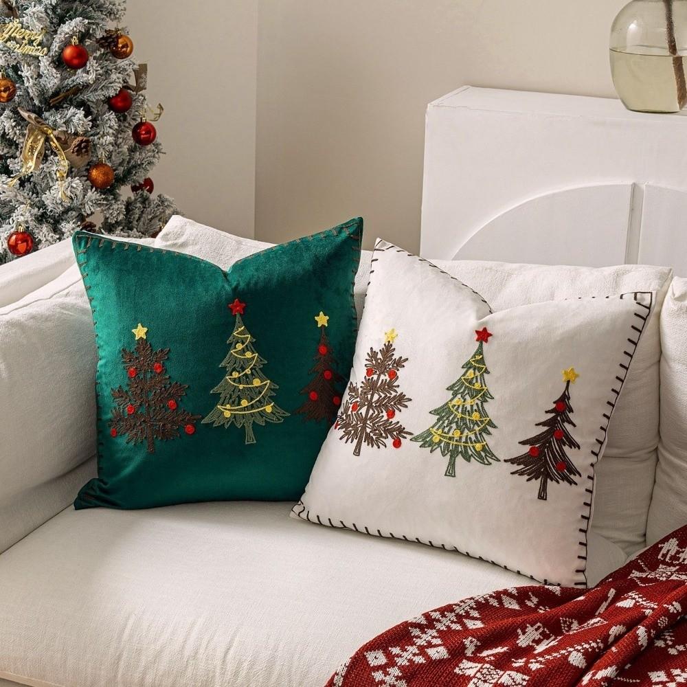 Square Christmas Pillowcase Exquisite Cushion Cover Home Decor Xmas Tree Pillowslip Living Room