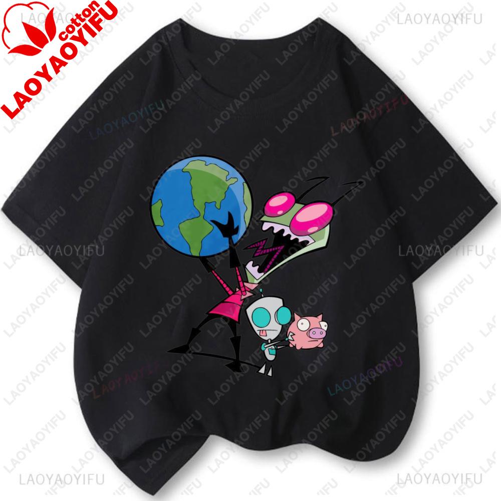 Invader Zim Graphic T Shirts Unisex Unisex Cartoon Tv Vintage Popular Shirt Fashion Kawaii Cute Creativity ShortSleeved Tees