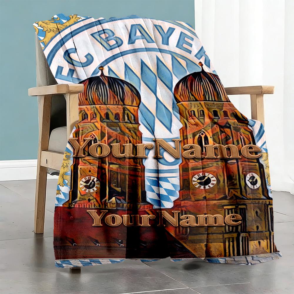 Bayern Munich Personalized Text Blanket Multi-purpose Personalized Blanket Durable Comfort Great for Office Chair Seaside Office Couch