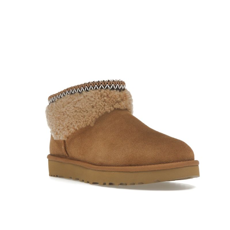 UGG Классический ультра мини макси кудрявый ботинок каштановый (Женский) Женские кроссовки 1158263-CHE