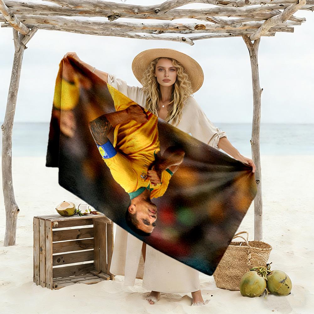 Soccer Player Victory. Beach Towel High Absorbency & Quick-Dry Comfortable Lightweight Suitable for Swimming, Gym, Camping, Yoga Vacation