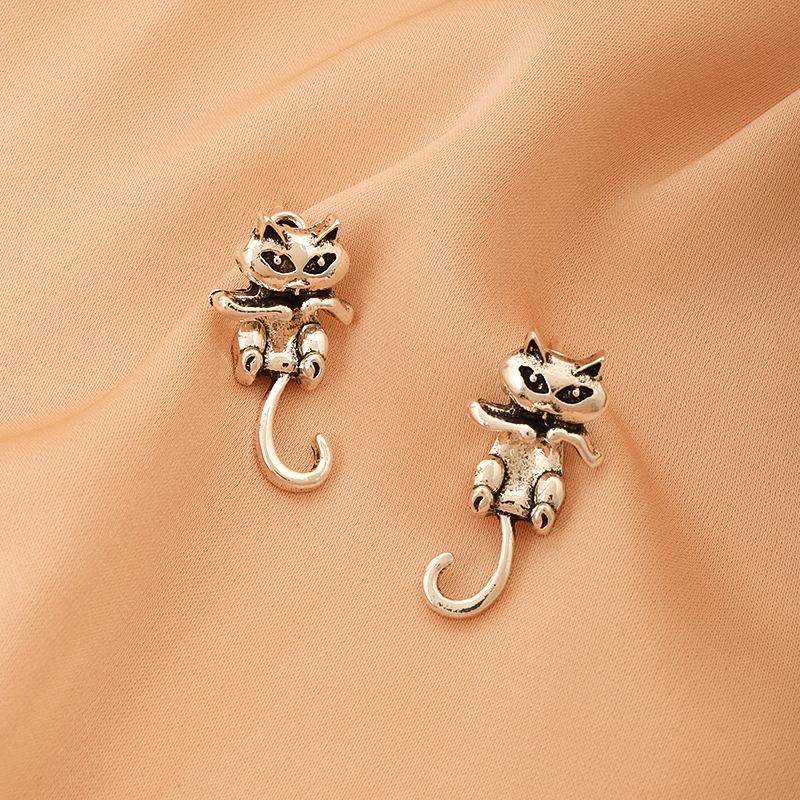 Корейские серьги-кошки 2023 года в виде животных — съемные, в стиле панк, легкие, роскошные