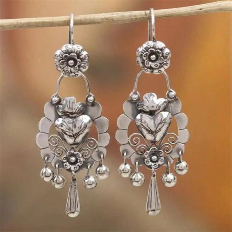1 пара винтажных богемных серег с кисточками в виде полого сердца и цветка, персонализированный подарок для женщин для вечеринки