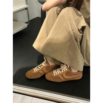 2025 осень кожаные туфли Форрест Гамп повседневные универсальные спортивные туфли ретро шнуровка нишевые низкие верхние внутренние туфли для тренировок Цзэнде женские