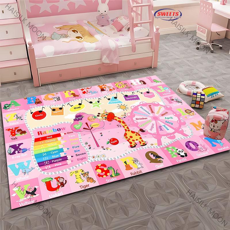Детский коврик ABC для игровой комнаты, класса, малышей, обучающий игровой коврик с алфавитом, цифрами, формами, веселье для дошкольников
