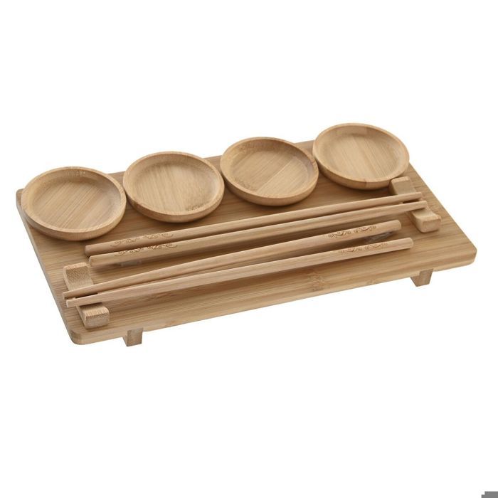 Ensemble de soucoupes de sushi - DKD HOME DECOR - Naturel - Marron - En pack