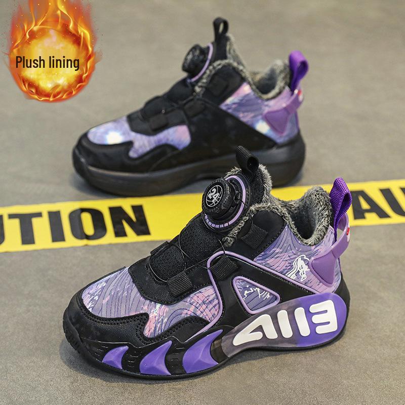 Новые зимние кроссовки для девочек 2025 года для баскетбола и бега - Теплая, утолщенная спортивная обувь для детей среднего и старшего возраста