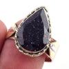 Natural Blue Sunstone Gemstone 925 Sterling Silver TwoTone Gift Ring S.9 D0T47