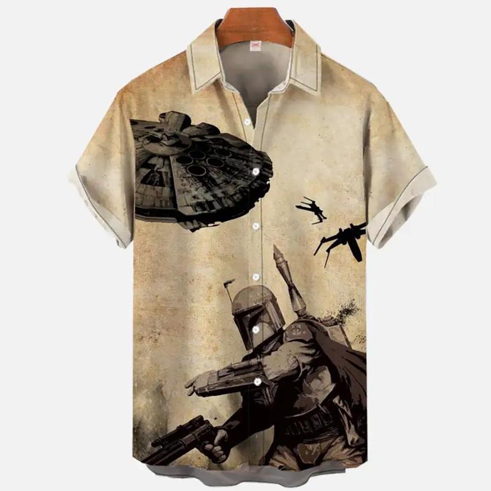 Винтажная мужская рубашка Укиё-э с принтом пейзажа в стиле ретро с изображением самурая в маске, рубашки с короткими рукавами, свободная мужская одежда больших размеров, топы