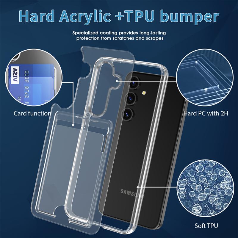 Чехол для Samsung S24 S25 Ultra с отделениями для карт Кошелек Прозрачный чехол для Galaxy Note 20 S21 S22 S23 S24 Ultra Plus Прозрачная жесткая крышка