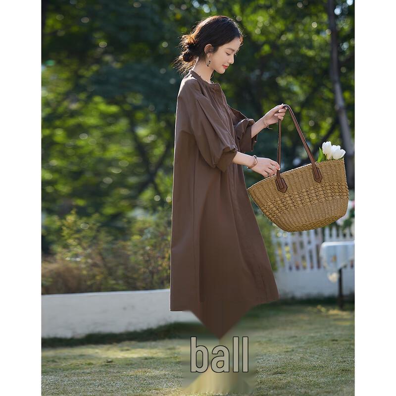 Women's Summer Cotton Lantern Sleeve Midi Dress