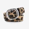 Leather Pattern Leopard Belt With Electroplated Buckle For Women Casual