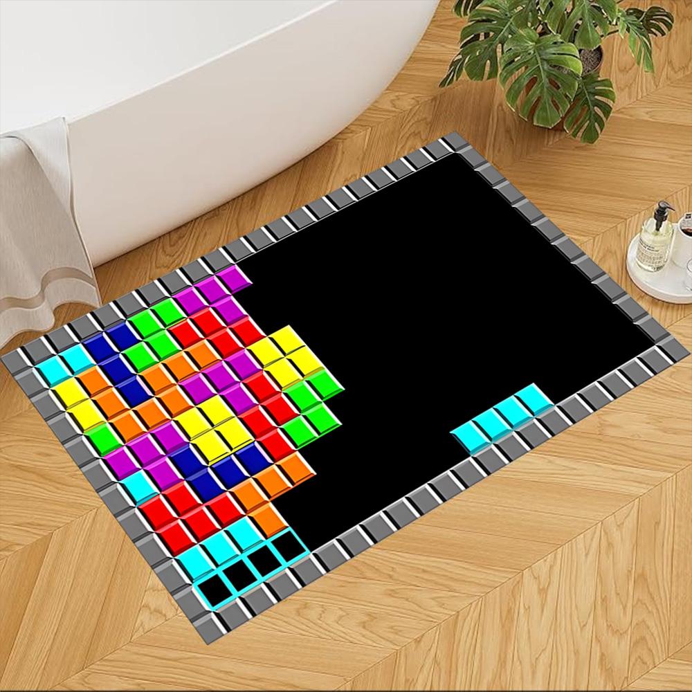 Colorful Building Blocks Pattern Non-Slip Home Carpet Design for Office Decor Living Room Bedroom Gift