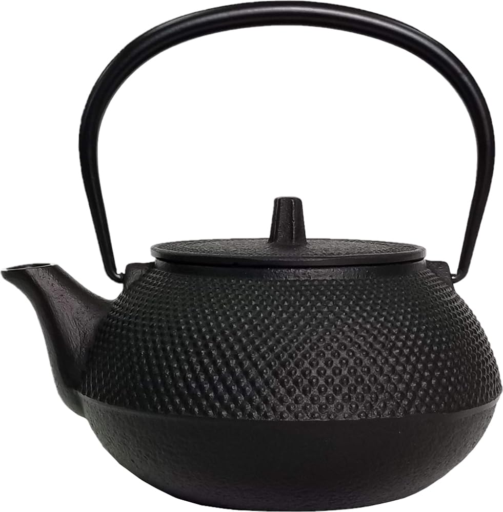 Iwachu Iron Type New Arare Black Baked No Enamel Suitable for Direct Nambu 11884 Teapot/Kettle, 7, Pattern, Finish, 0.8L, Coating, Heat, Ironware,