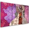 Three Piece Picture Canvas Print Woman On Decorative Background