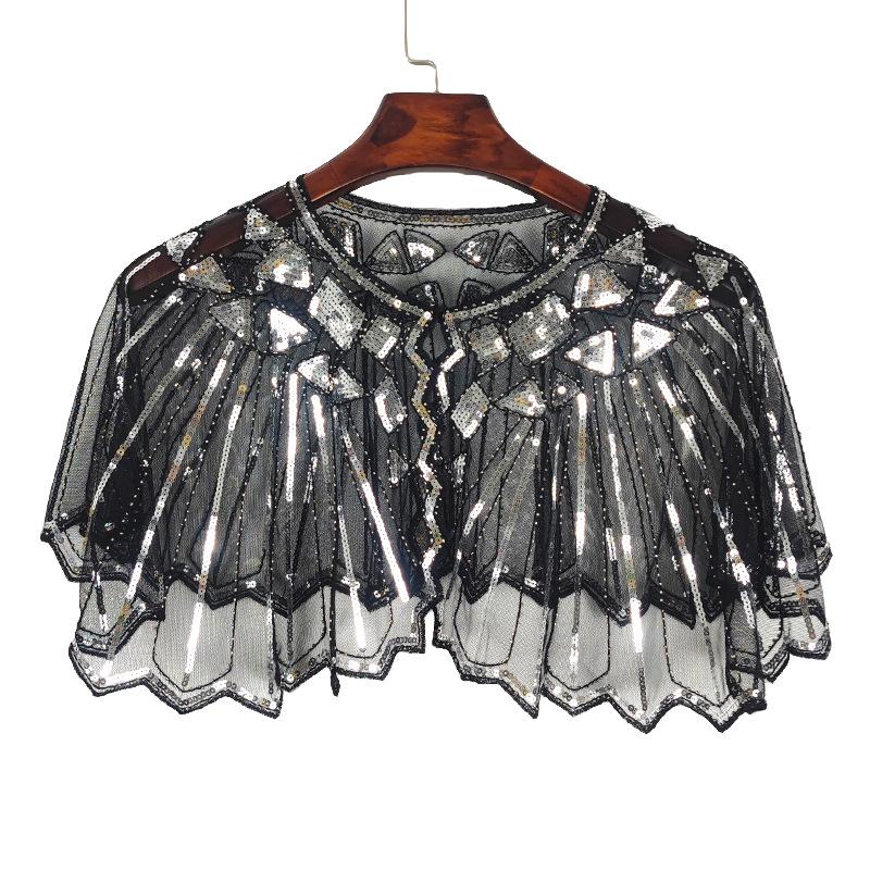 Женская летняя сетчатая шаль с пайетками - Ажурный бисерный модный европейско-американский плечевой платок, кардиган-жилет с защитой от солнца
