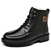 Мужские короткие ботинки Зимняя Классика Качество Теплый Стиль Офисная или деловая работа Черные на толстой подошве высокие кожаные ботинки