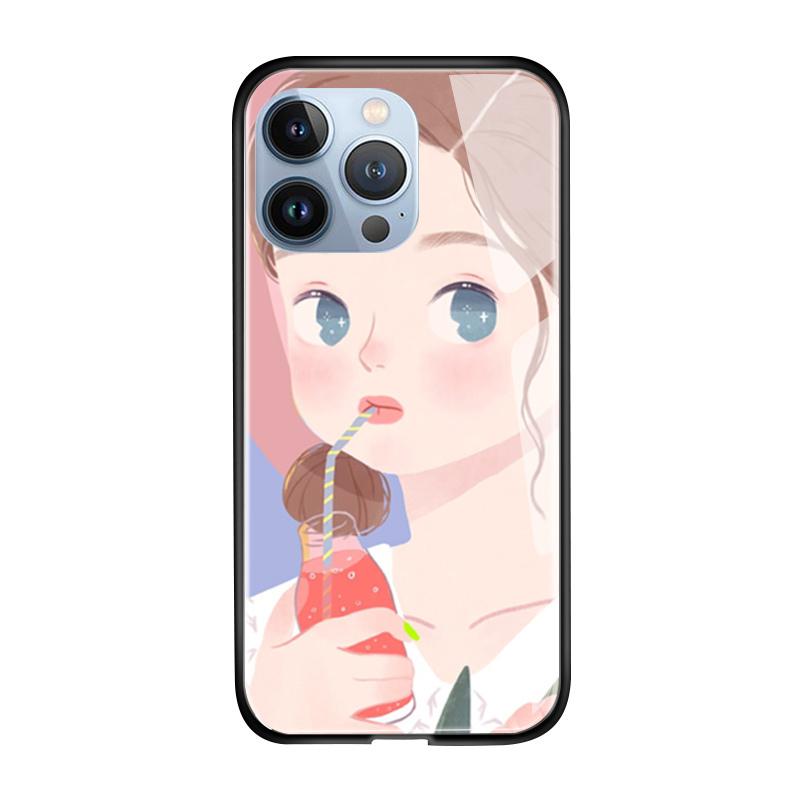 Чехол для телефона из закаленного стекла для iPhone 11 12 13 14 15 16 17 Redmi 10 12 14C Note10 Note14 Xiaomi 11Lite PocoC75 Мягкий край Ударопрочный Гладкий чехол