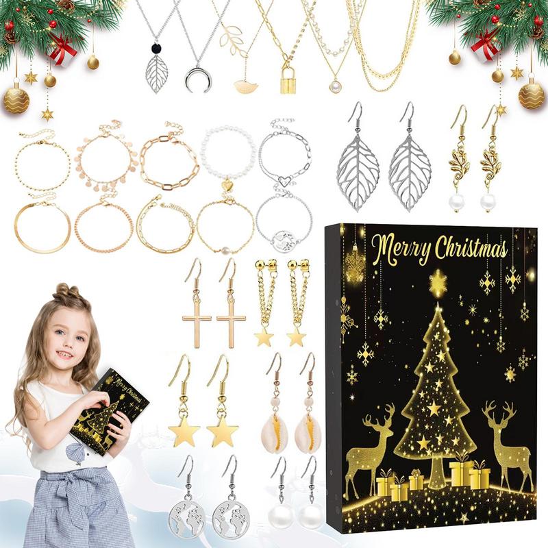 Jewelry Advent 24 Day Countdown To Christmas Calendar Fashion Bracelet Necklace Earring Rings For Adult Women & Teen Girls