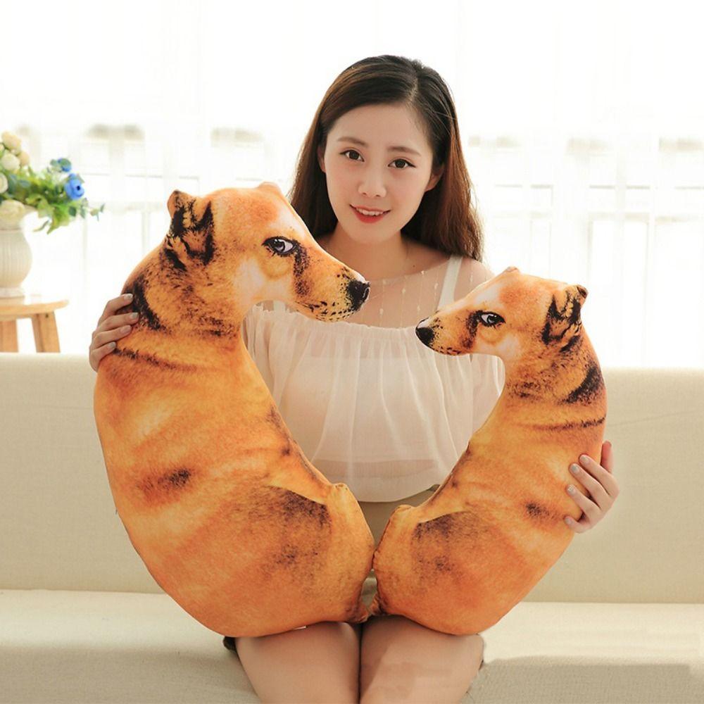 3D Dog Pillow Soft Cushion Toy Lifelike Animal Throw Pillow Home