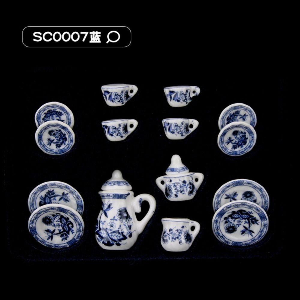 Tableware Dollhouse Miniature Tea Set Miniature Porcelain Tea Cup Set Doll House Accessories