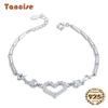 Tancise Fashion 925 Silver Chain Bracelet for Women Heart-shape Creative Zircon Gemstone Link Bracelets Wedding Birthday Gift