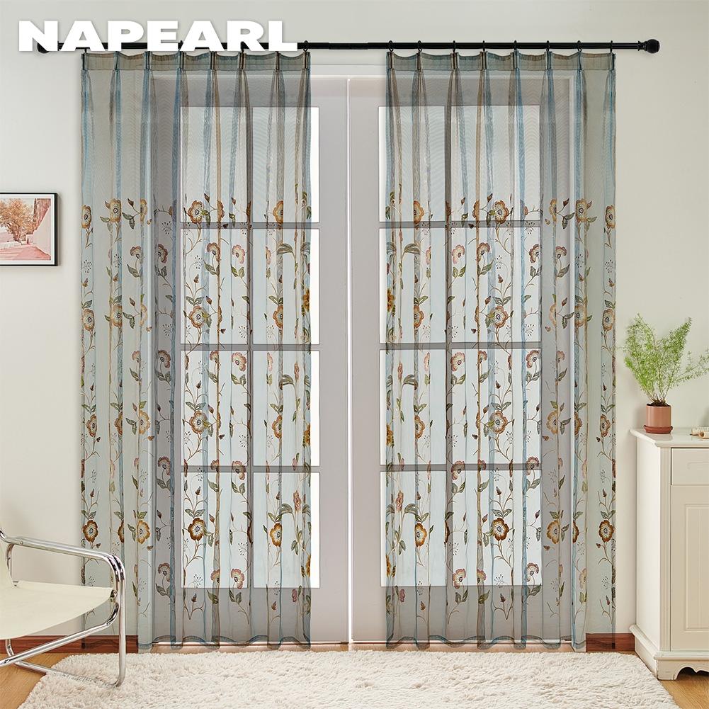 1шт NAPEARL премиум вышитая прозрачная занавеска легкая и элегантная прозрачная занавеска для гостиной спальни домашнего декора