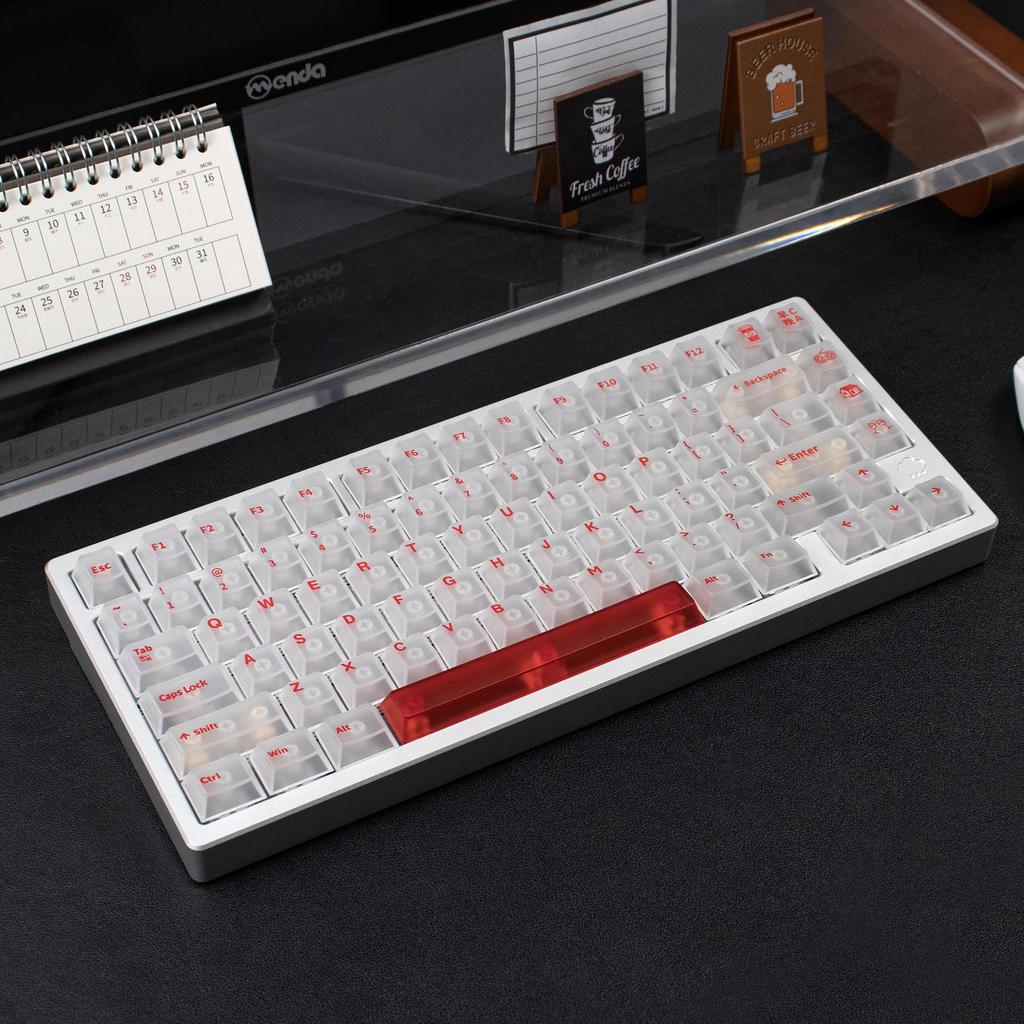 Белые прозрачные колпачки клавиш 151 клавиша Прозрачный профиль Cherry Подсветка клавиатуры Кристальные колпачки клавиш из ПК Кастомные колпачки клавиш 75 процентов Просвечивающие RGB Механические