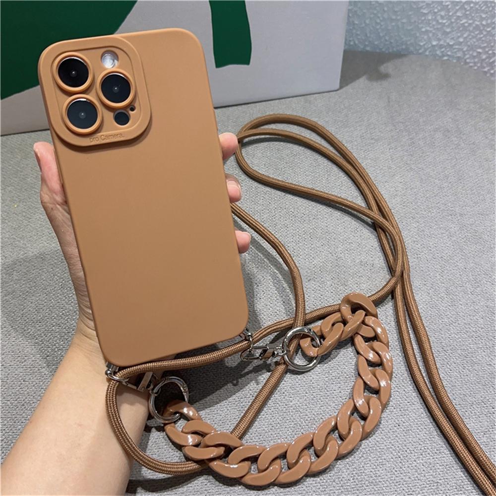 Силиконовый чехол-ремешок через плечо для iPhone 15 14 13 12 11 Pro Max Plus X XS XR Marble Chain Акриловый ремешок Мягкий чехол Funda