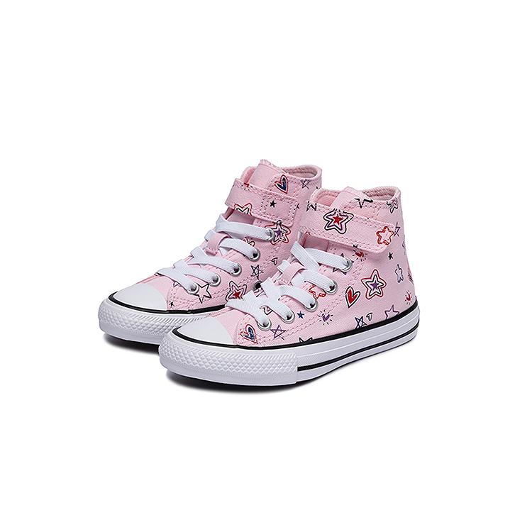Converse Ctas 1V Hi Star Graffiti Print Comfortable High Top Canvas Shoes Kids Sneakers Pink A13179C