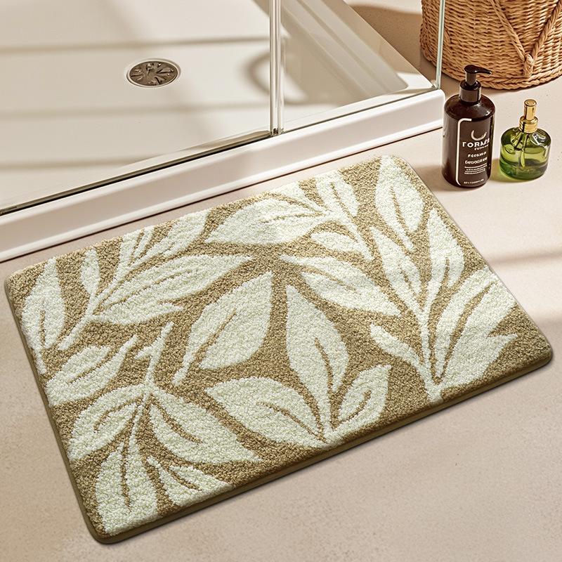 Simple Plain Printed Bath Floor Mat Soft Absorbent Cooling Floor for Bathroom, Living Room, Bedroom, Rug Home Decoration