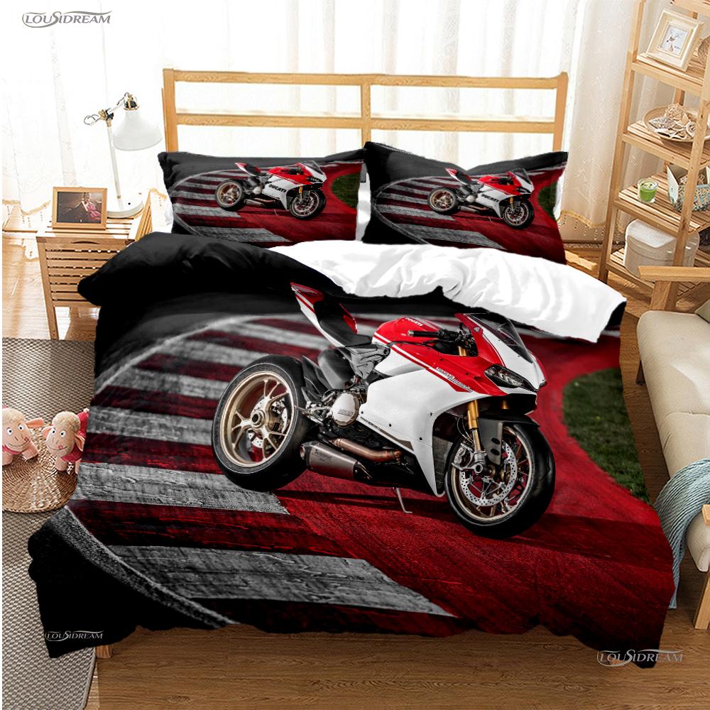Moto Racing Casal All Season Duvet Cover Comforter Bedding Sets Soft Quilt Cover and Pillowcases Boys Single/Double/Queen/King