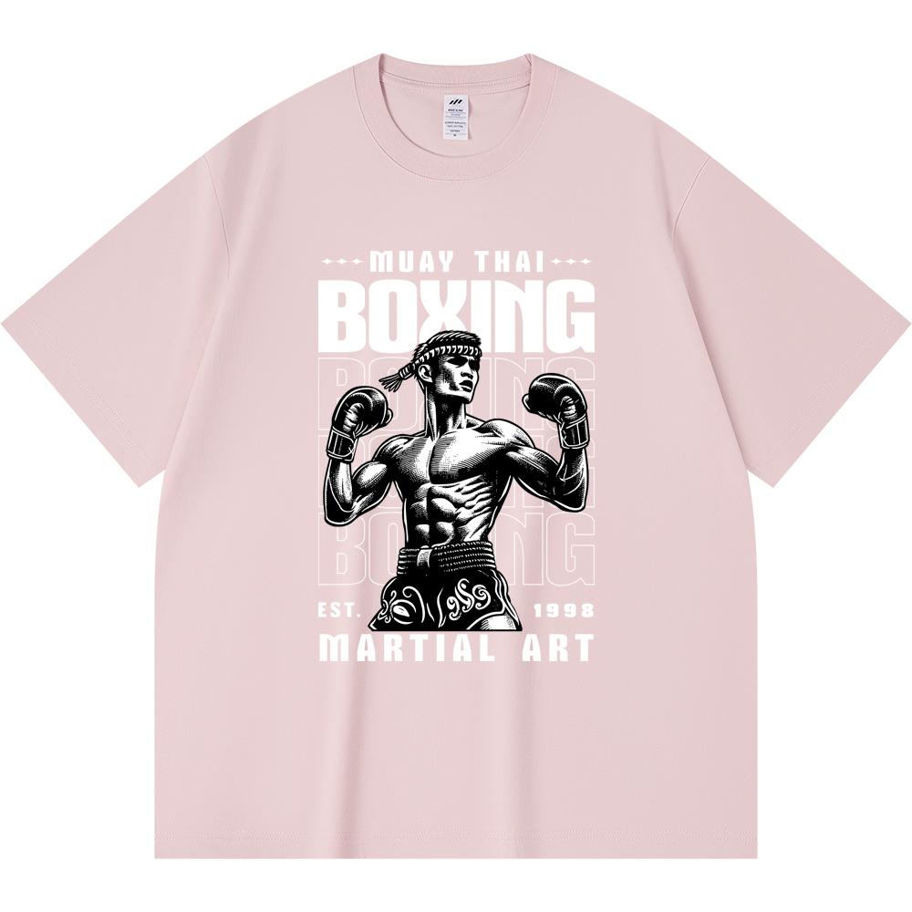 Футболка из 100% хлопка плотностью 230 г/м2 с принтом тайского бокса, забавная футболка из чесаного хлопка в стиле Харадзюку