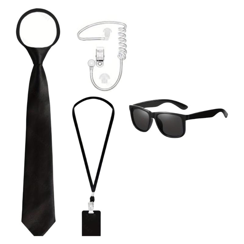 Secret Service Costume Security Guard Costume Accessories Set Secret Agent Cosplay Costume Halloween Cosplay Costume