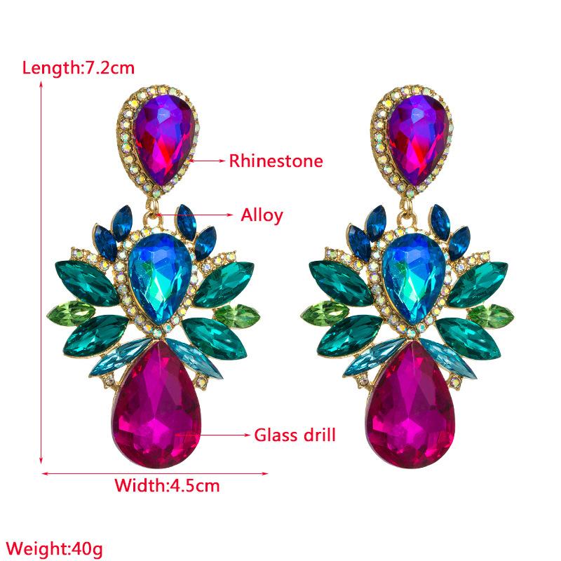Женские серьги-капли с красочными стразами, длинные темпераментные универсальные шикарные хрустальные серьги