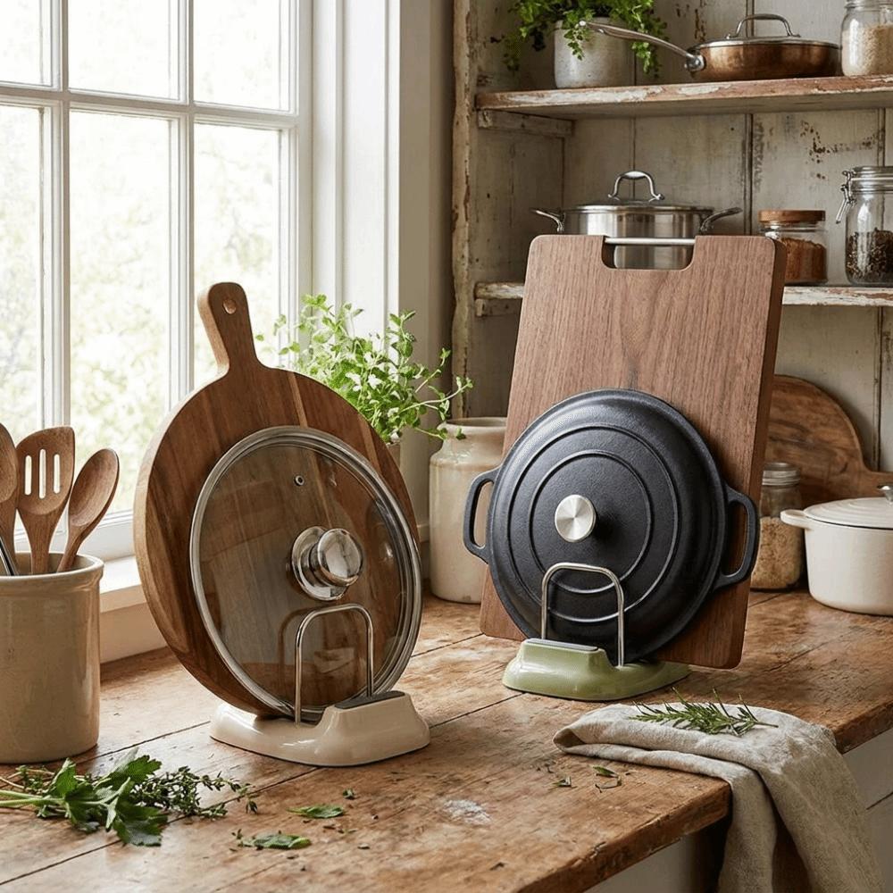 Plastic Cutting Board Holder Stable Pot Lid Stand Multi-functional Pot Cover Shelf  for Kitchen