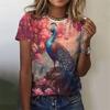 Fashion Retro Peacock Feather 3d Print T Shirts For Woman Harajuku Personality Short Sleeve Tshirt Female Colorful O-neck Tops