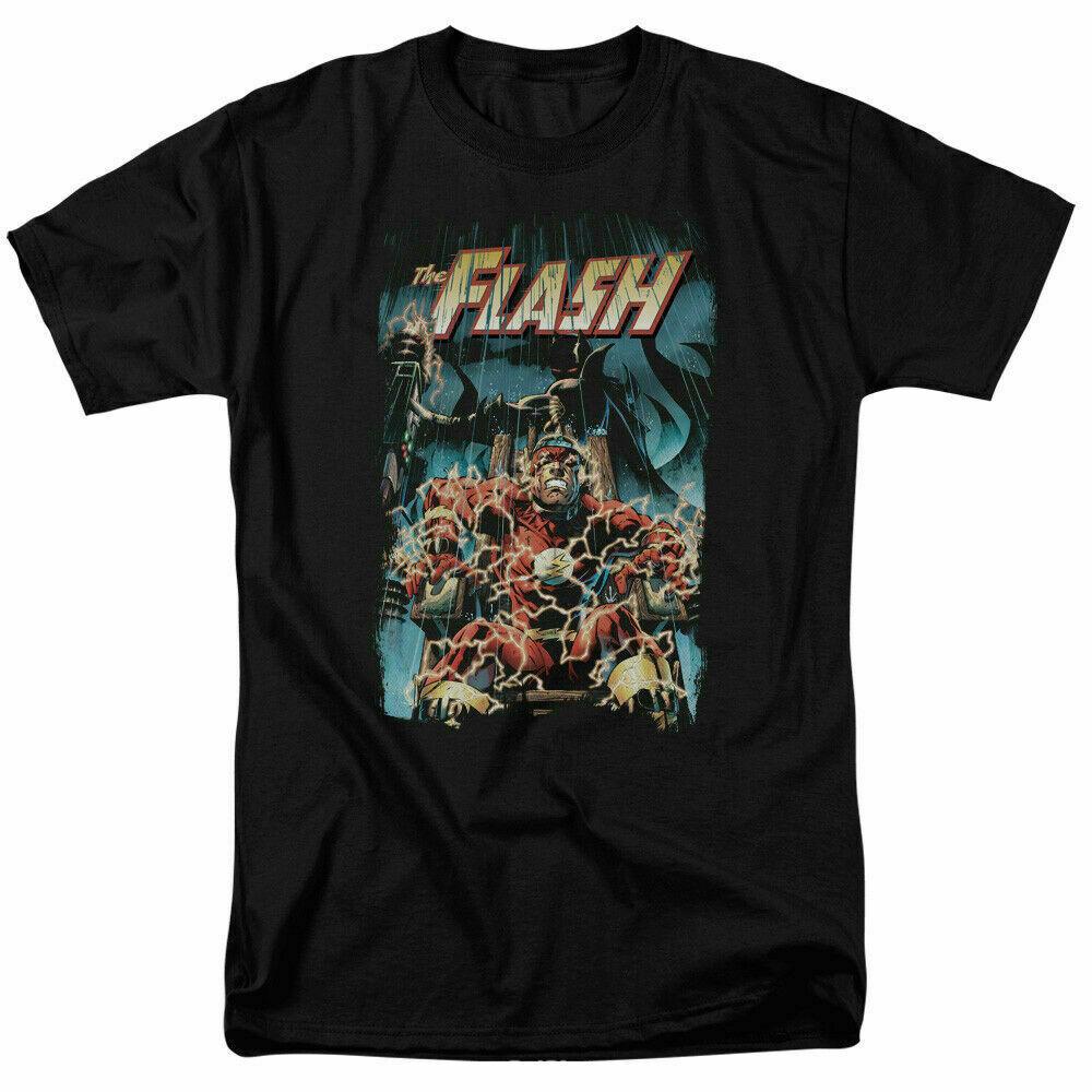 26 The Flash Electric Chair T Shirt Licensed Comic Book Tee Black Unisex T-Shirt