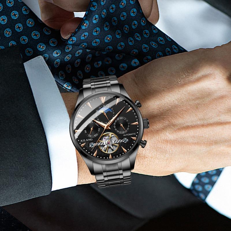 AILANG Новые часы Мужские механические часы Студенческие полностью автоматические механические мужские часы