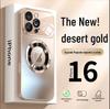 Магнитный чехол Desert Gold Frosted для Apple iPhone 16 Pro Max с большим окном и защитным дизайном