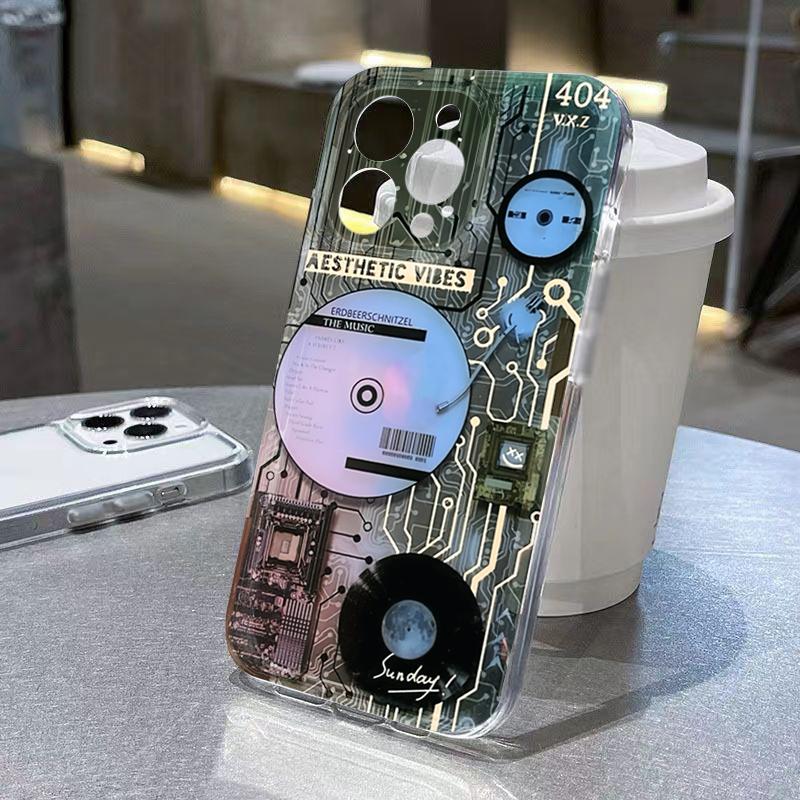 Retro Creative Audio Tape Pattern Case For Samsung Galaxy S25 S24 S23 S22 Ultra Plus S21 FE A56 A35 A55 A34 A54 A53 Clear Cover