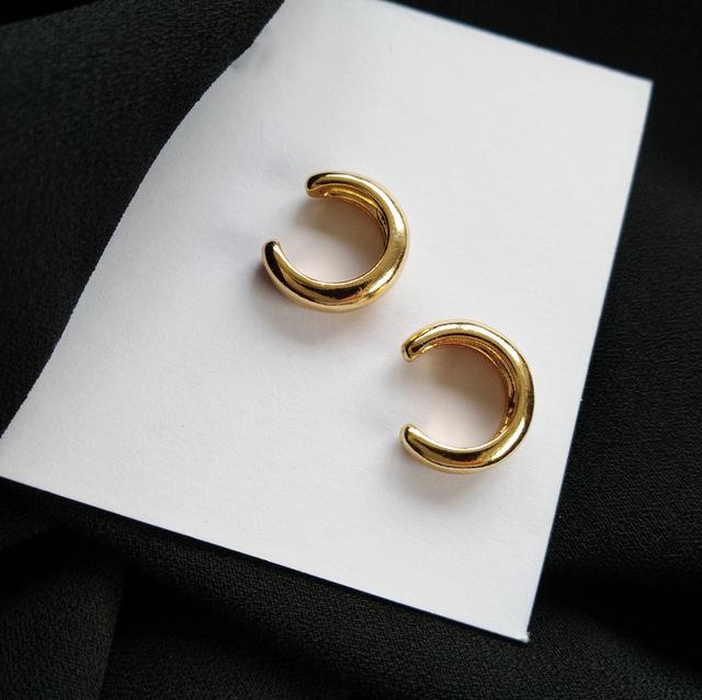 Поддельные серьги-каффы для пирсинга, двойные круглые серьги-каффы, искусственные серьги для женщин и мужчин, винтажные манжеты в стиле хип-хоп, зажимы для ушей, аксессуары, корейская мода