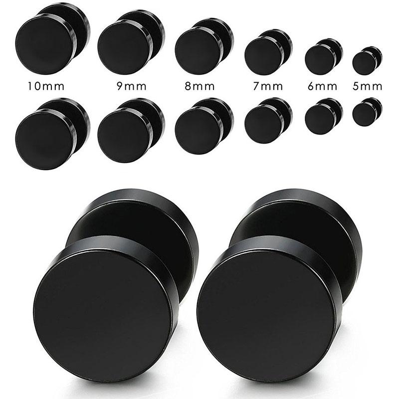 6Pairs Fashion Black Round Dumbbell Earrings Suits