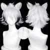 Von Lycaon Cosplay Wig Game ZZZ Silver White Black Short Wig Heat Resistant Synthetic Hair Halloween Anime Wigs + Wig Cap