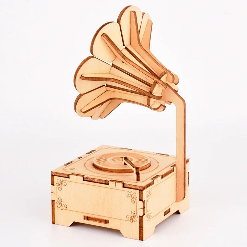 FEOOE детская музыкальная игрушка деревянная головоломка «сделай сам» деревянная трехмерная сборная фонограф Заводная музыкальная шкатулка CJ