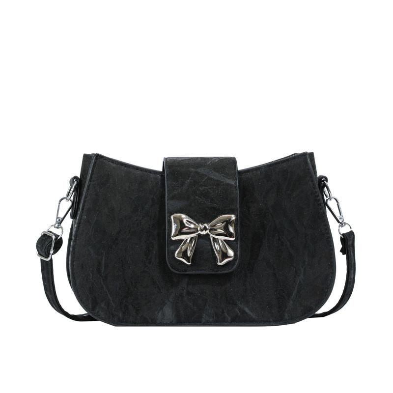 Chic Street Style Chain Shoulder Bag For Women 2024 Trendy Bowknot Pu Leather Purse