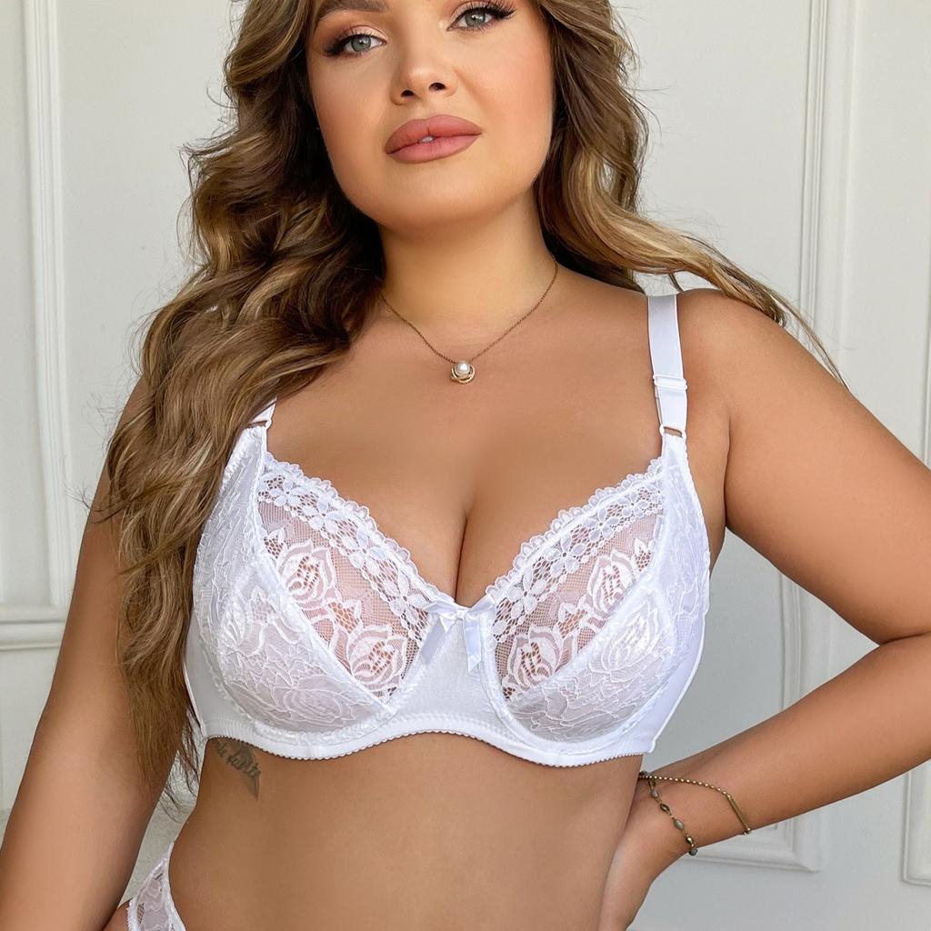 European and American Ultra-thin Double-breasted Underwire Lace Bra Shaping Plus Size Anti-sagging Bra