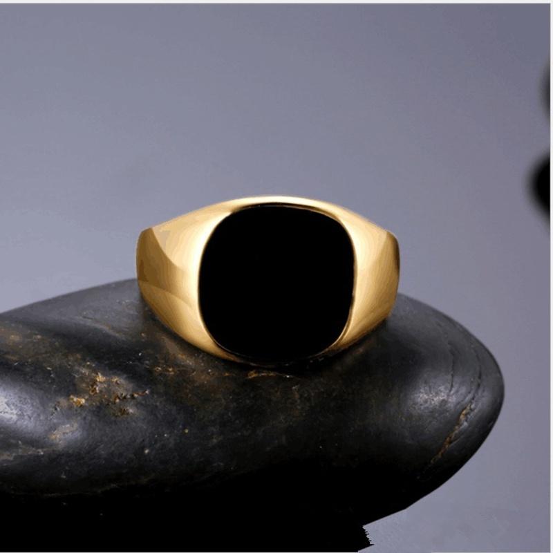 Модное мужское кольцо, черное кольцо-печатка из нержавеющей стали, серебро, позолота, кольца на палец, ювелирные изделия в стиле панк для вечеринок
