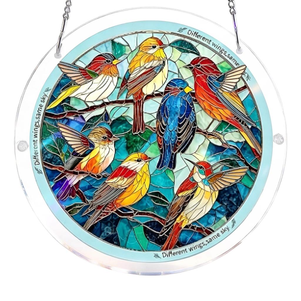 Acrylic Puzzle For Adult, Colorful Flame Hummingbirds Sun Catchers Window Hanging Panel 83 Puzzle SunCatchers For Home Decor Birthday Women Men Mom